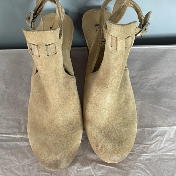 LATIGO Anthropologie Simon Suede Slingback Bootie Tan Closed-Toe Wood Size 10 - Picture 5 of 13